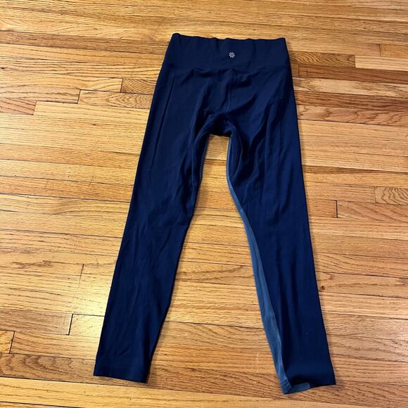 Athleta Leggings Womens Small Blue Transcend Colorblock 7/8 Tight - Picture 3 of 8